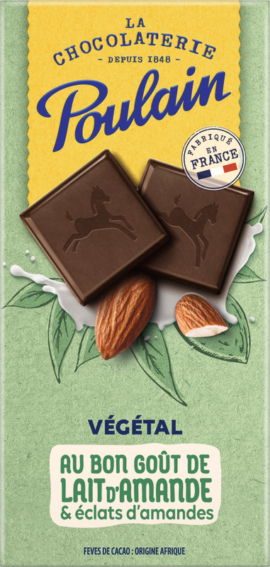 TABLETTE DE CHOCOLAT VÉGÉTAL LAIT D'AMANDE ET É...