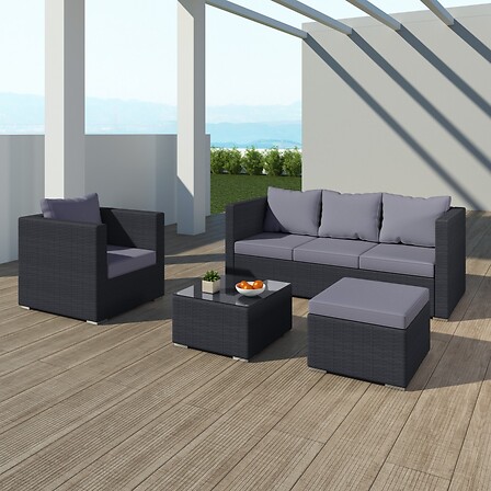 AVRIL PARIS Salon de jardin résine tressée 5 pl...