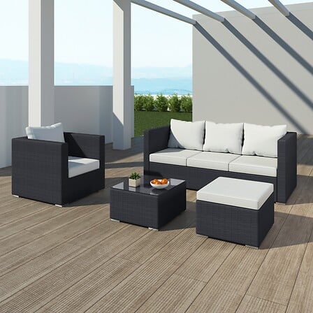 AVRIL PARIS Salon de jardin résine tressée 5 pl...