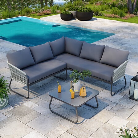 Salon de jardin design avec cordes aluminium - ...