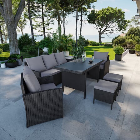 AVRIL PARIS Salon de jardin 7 places résine tre...