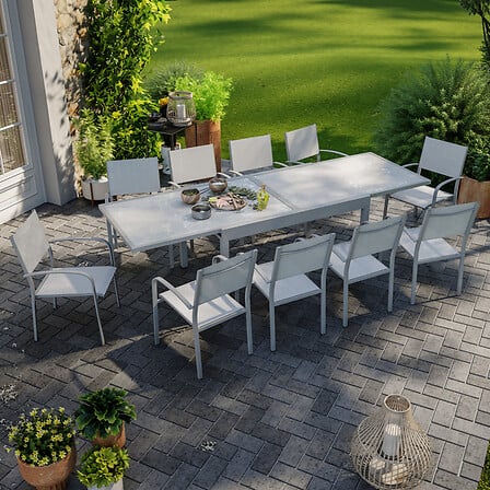 AVRIL PARIS Table de jardin extensible aluminiu...