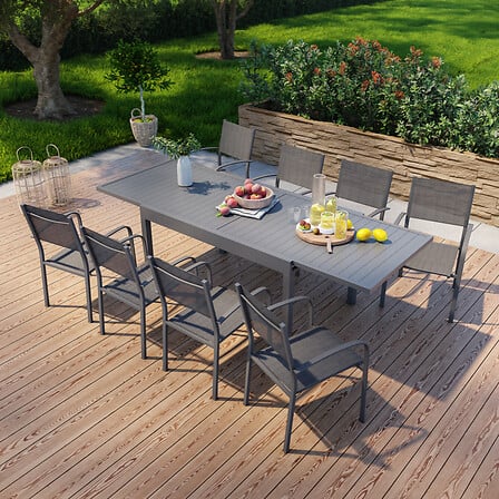 Table de jardin extensible en aluminium 270cm +...