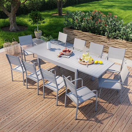 Table de jardin extensible en aluminium 270cm +...