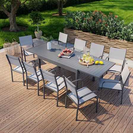 Table de jardin extensible en aluminium 270cm +...
