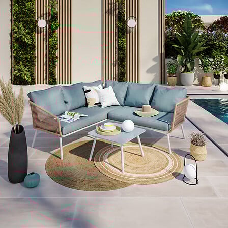 Salon de jardin cordes et aluminium - salon ang...