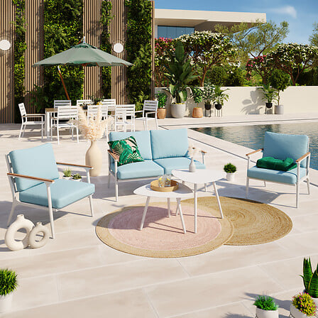 AVRIL PARIS Salon de jardin en aluminium - Bleu...