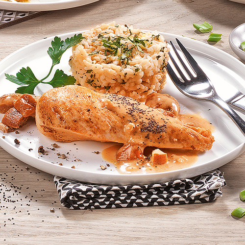 LES DÉLICES DE MENDÈS FILET DE POULET AUX CÈPES code EAN 3664785092574 