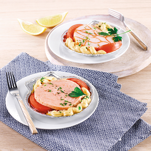 LES DÉLICES DE MENDÈS COQUILLE AU SAUMON OU AU SURIMI code EAN 3664785312214 