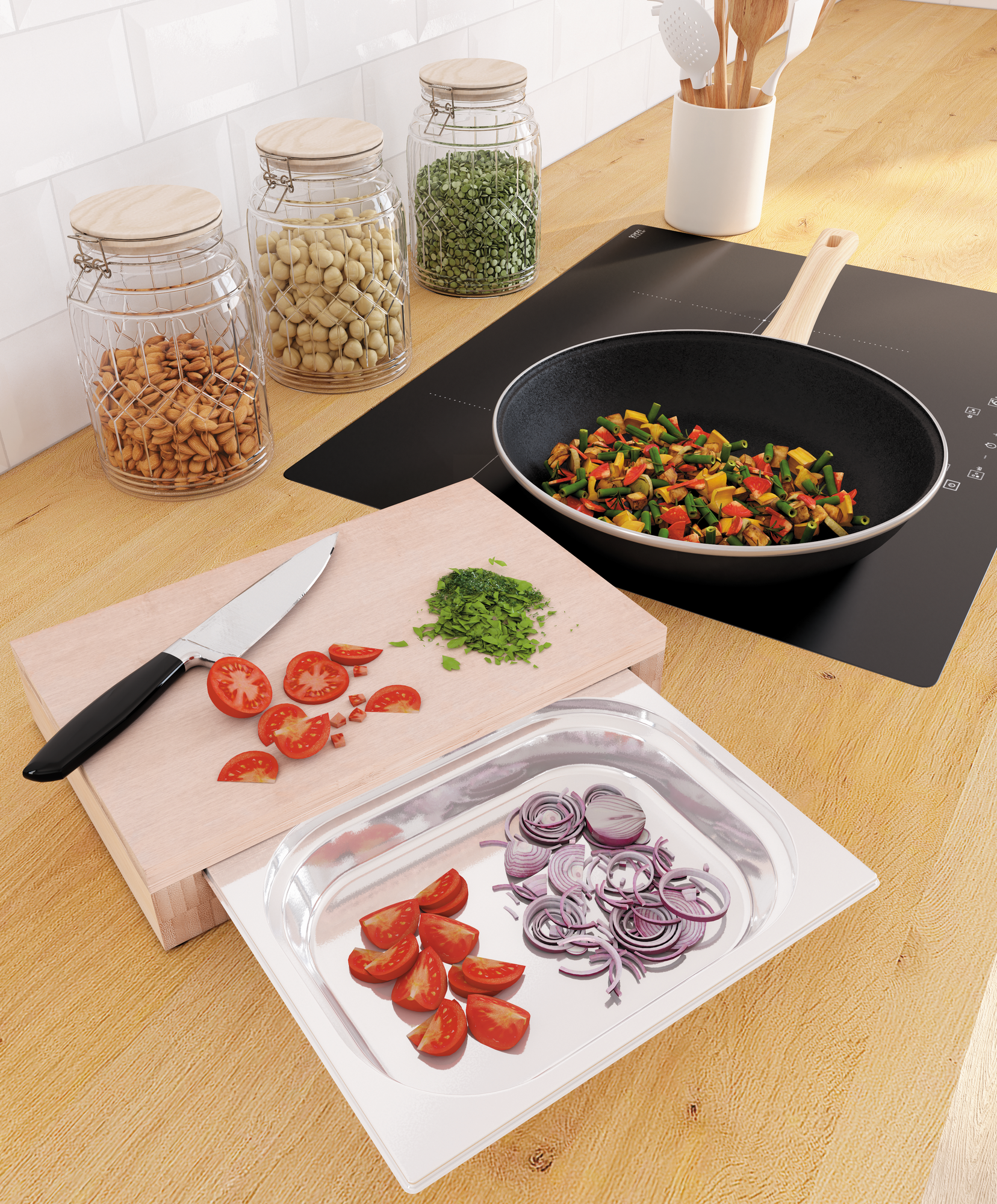 PLANCHE A DECOUPER AVEC TIROIR INTÉGRÉ