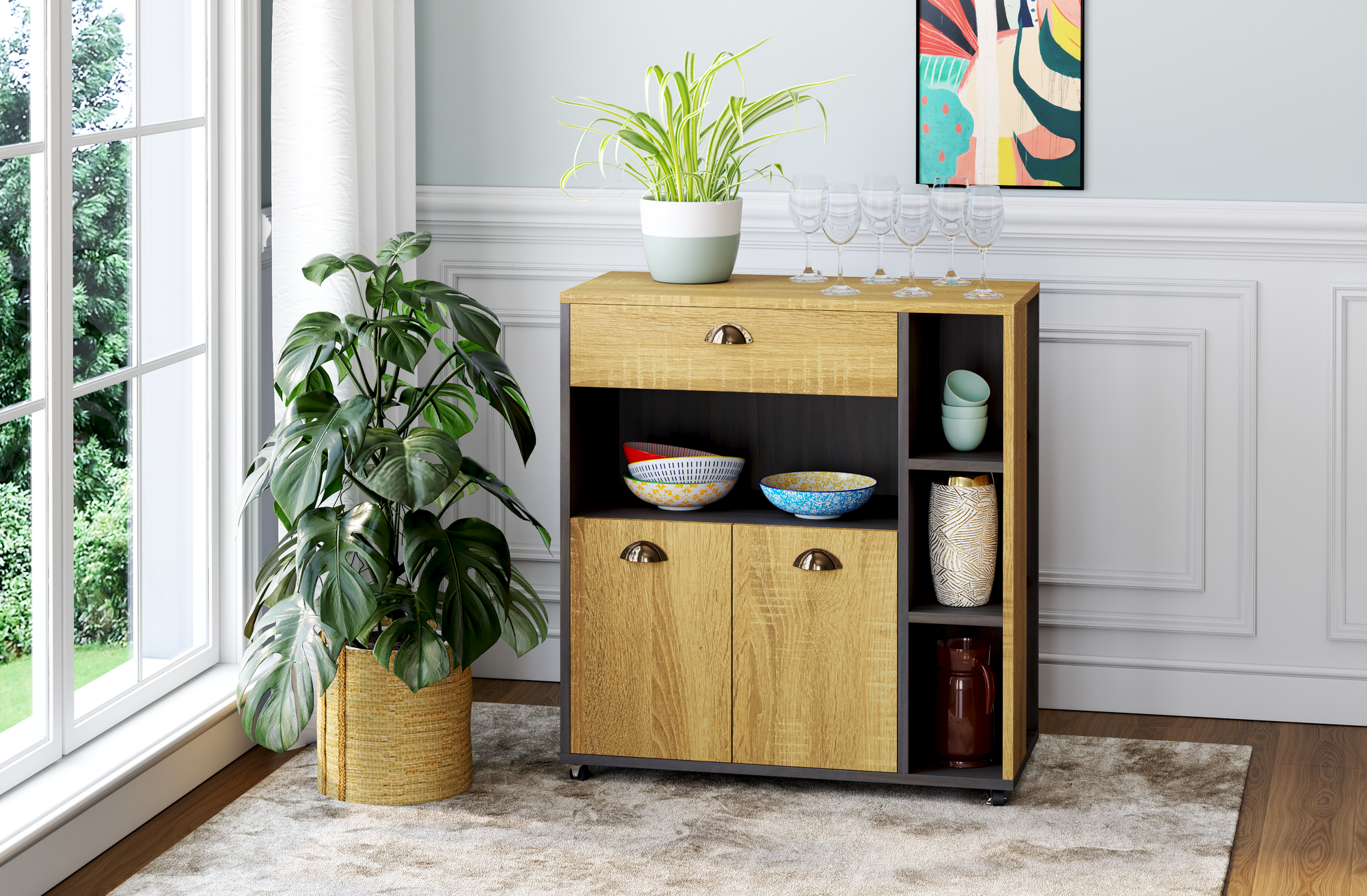 ÎLOT DESSERTE À ROULETTES