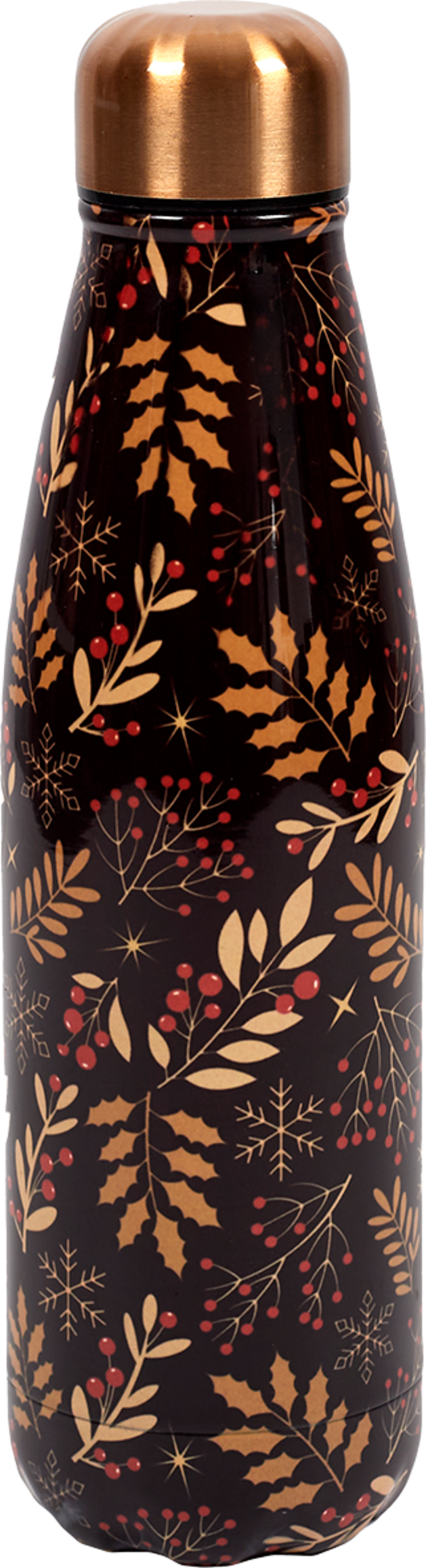 COFFRET BOUTEILLE ISOTHERME NOIRE ET FLEURS DOR...