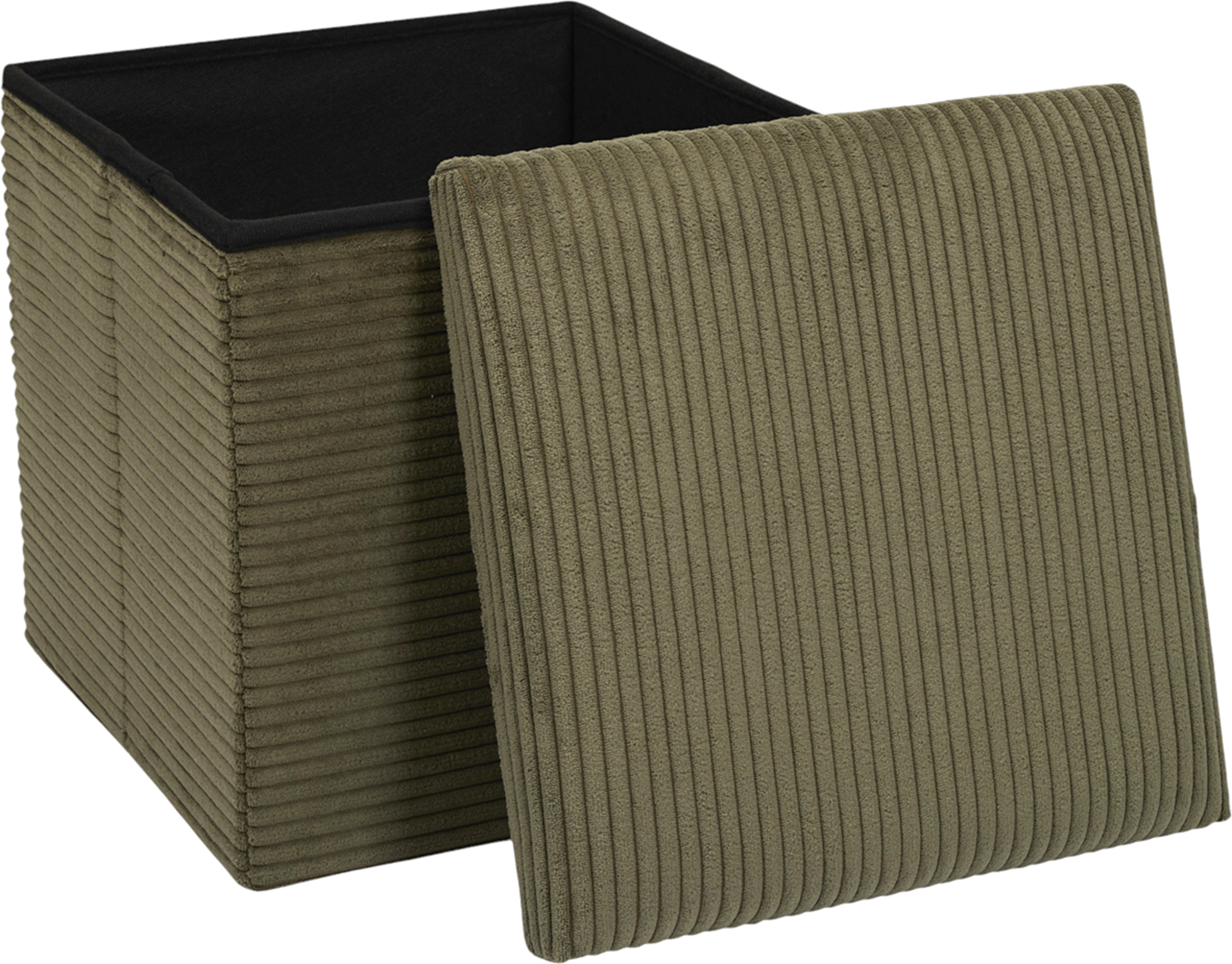 POUF PLIABLE VELOURS COTELÉ KAKI