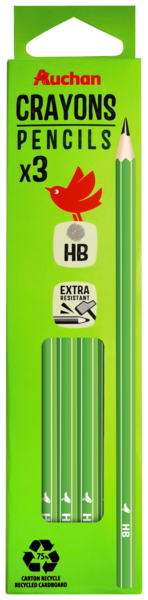  Lot De 3 Crayon Graphite Hb Auchan code EAN 3665257690342 