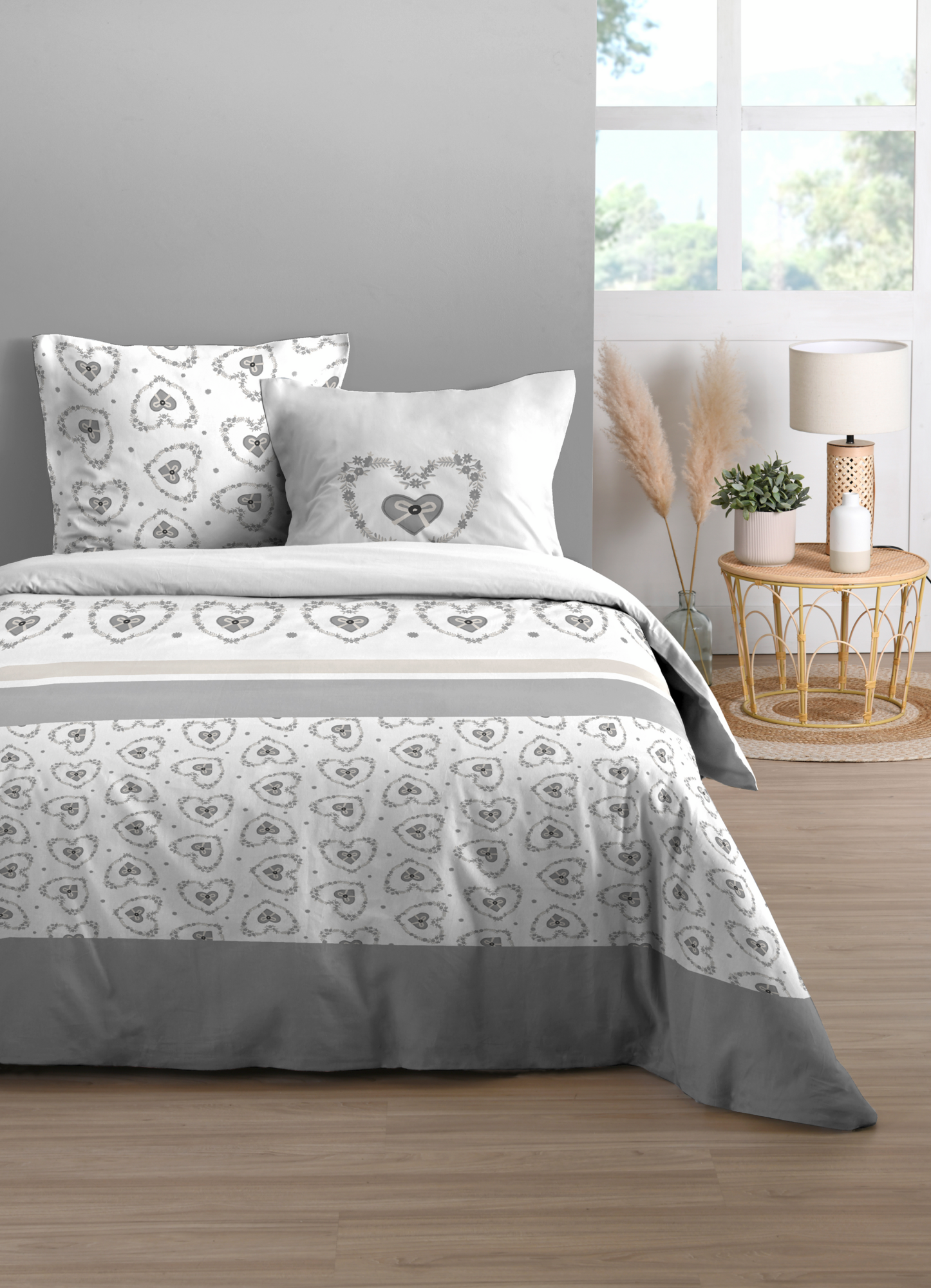 PARURE HOUSSE DE COUETTE 240X220 CM + 2 TAIES D...