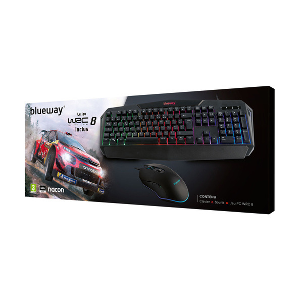 Jeu bundle pack pc neuf blister clavier blueway + jeu wrc 8