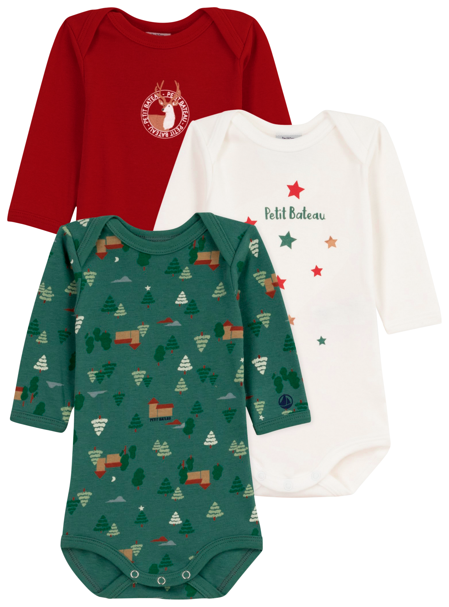 LOT DE 3 BODIES MANCHES LONGUES BÉBÉ BIO