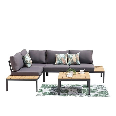 Salon de jardin canapé d'angle 4 places KOBE Gr...