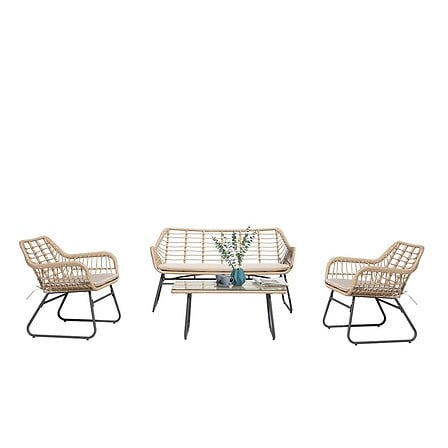 Salon de jardin bas 4 places BORA BORA Beige Ré...