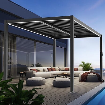 Pergola bioclimatique LED SYDNEY Gris Aluminium...