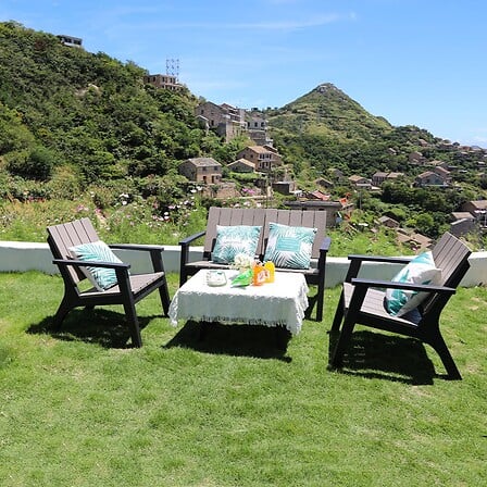 Salon de jardin 4 places CANCUN Gris Résine