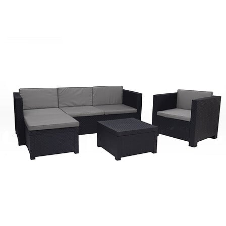 Salon de jardin 5 places MANAROLA Gris Polyprop...