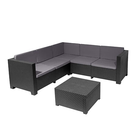 Salon de jardin 5 places BELLAGIO Gris Polyprop...