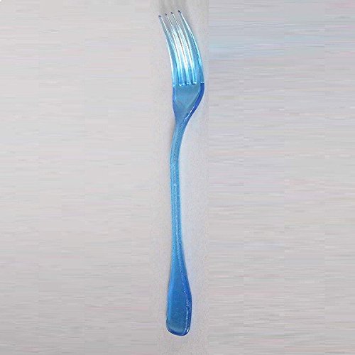 20 fourchettes plastique jetable bleu pastel 17cm