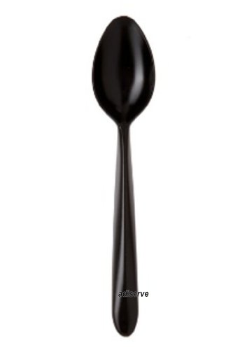 50 grandes cuillères jetables plastique noires ...