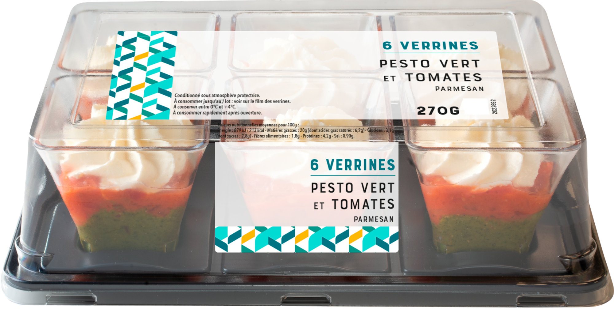 6 verrines pesto vert tomates parmesan