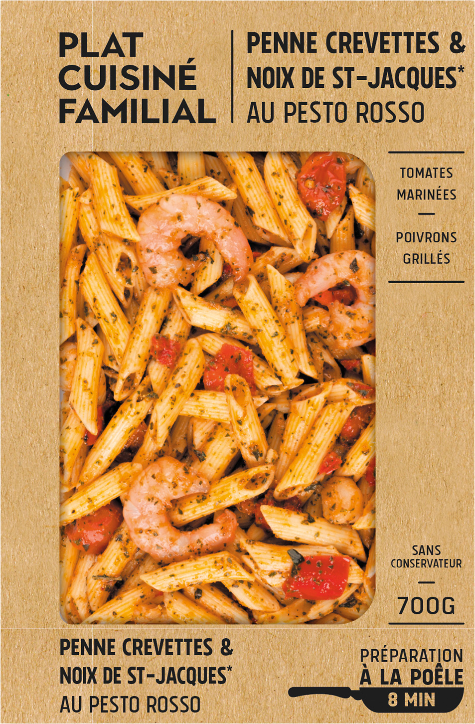  PENNE CREVETTES ET NOIX ST JACQUES OU RADIATORI POULET CHORIZO OU SERPENITINI POULET CHAMPIGNONS code EAN 3700009281758 