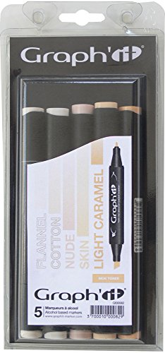 GRAPH'IT Graph'it Lot de 5 Marqueurs à alcool double pointe Skin tones code EAN 3700010000829 