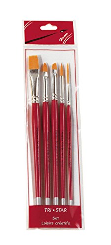 Lot de 5 pinceaux synthétiques manche vert