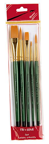 Lot de 5 pinceaux synthétiques ronds/plats manc...