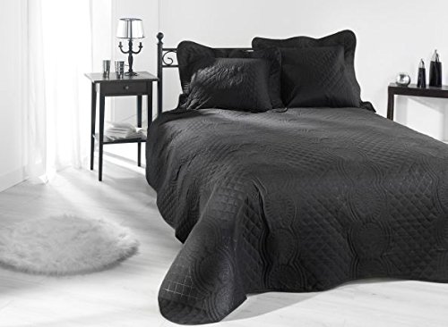 Bed.n nocturne jeté de lit noir 230 x 250 cm