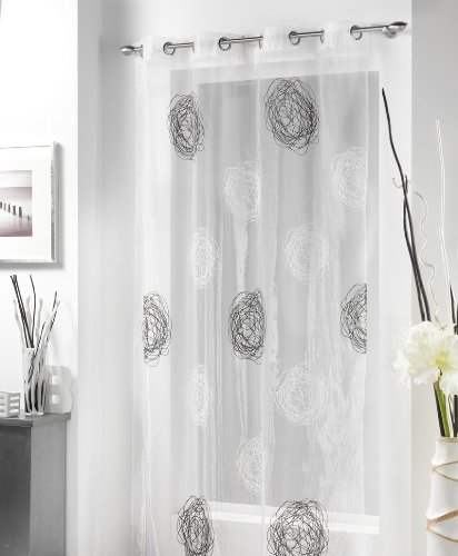 555.bc voilage à œillets cachou blanc 1 x 140 x...