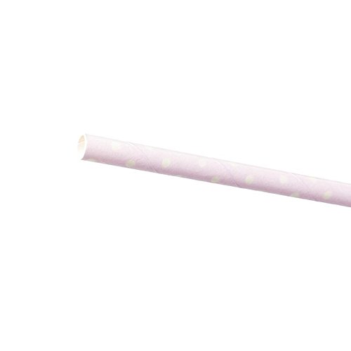 24 Pailles roses à pois blancs