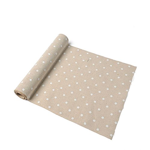 Chemin de table lin à pois blancs