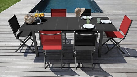 PROLOISIRS Chaise Thema - Gris et rouge