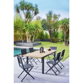 Table de jardin extensible Balito en aluminium et bois d'acacia L.160/220 x l.90 x H.74 cm Proloisirs code EAN 3700103116406 