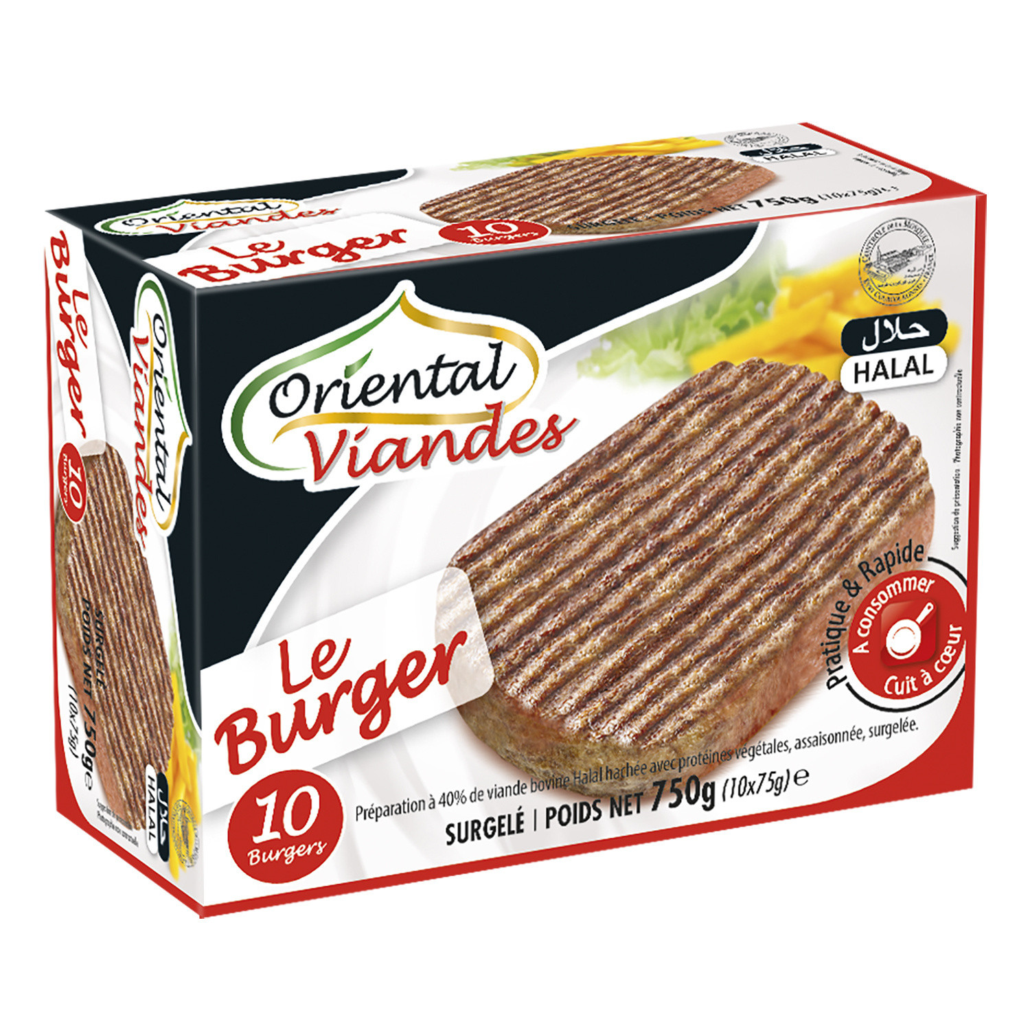 ORIENTAL VIANDES Burger de bœuf 20% MG ORIENTAL VIANDES code EAN 3700141403810 
