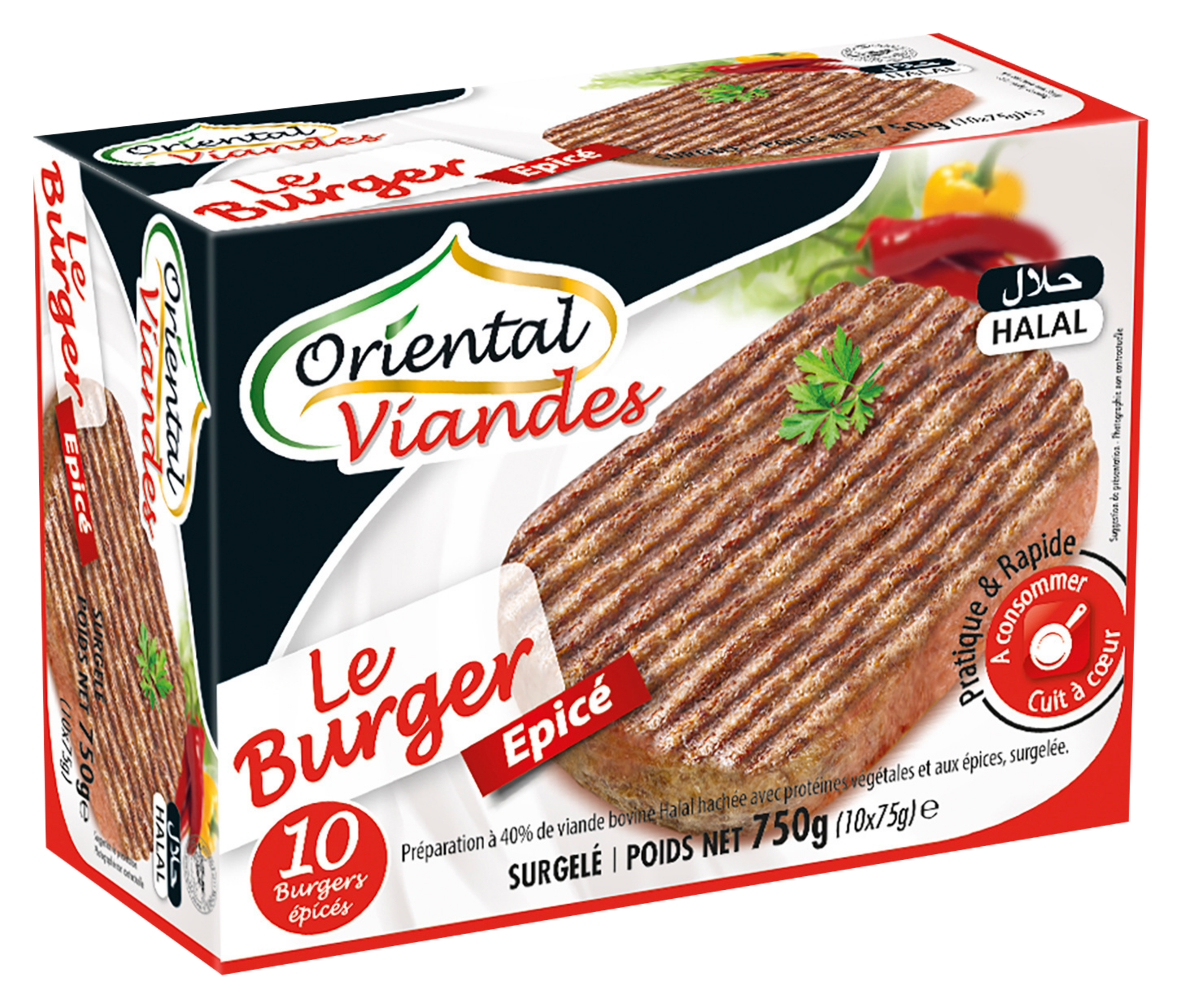 Le burger épicé halal surgelé