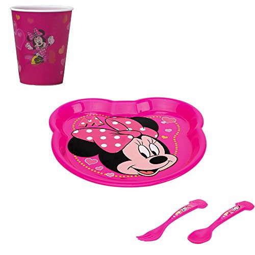 Minnie mouse - kit 3 pieces vaisselles et couve...