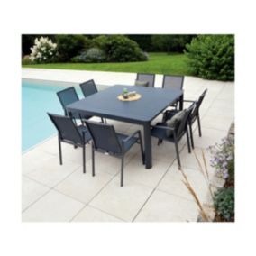  Ensemble repas de jardin  8 places en  gris anthracite code EAN 3700156621834 