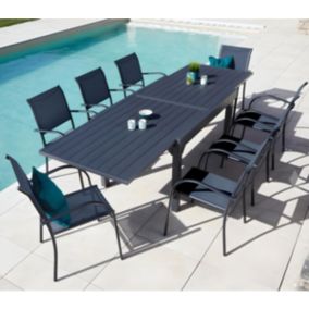  Ensemble repas de jardin  8 places en  gris anthracite code EAN 3700156632083 