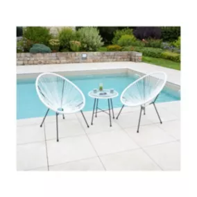  Salon de jardin 2 places en  acier coloris blanc code EAN 3700156644888 