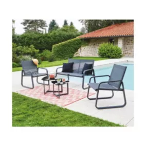  Salon de jardin 4 places en Aluminium coloris gris anthracite code EAN 3700156653378 
