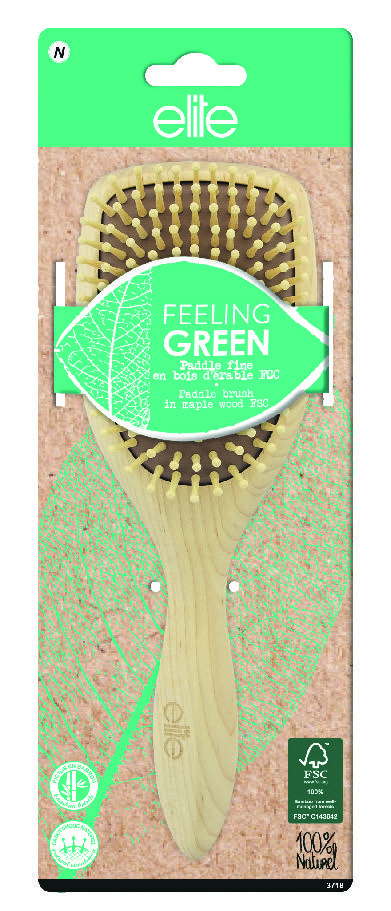  BROSSE À CHEVEUX EN BOIS “ELITE FEELING GREEN” code EAN 3700206737188 