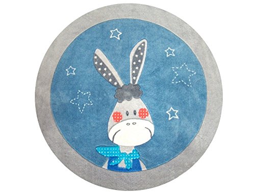 Ts0831 tapis rond gaston bleu 110 cm