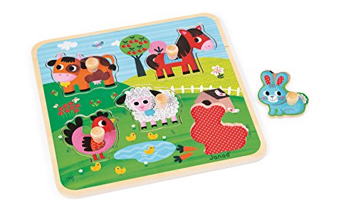 - j07065 - puzzle bois ferme du bonheur 5 pcs